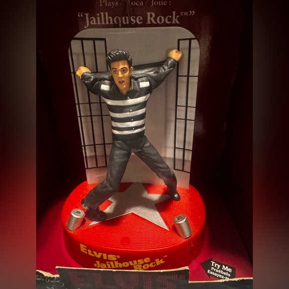 Vintage NIB Elvis Jailhouse Rock Musical Ornament Centerpiece Santa’s Best NOS - Picture 3 of 7